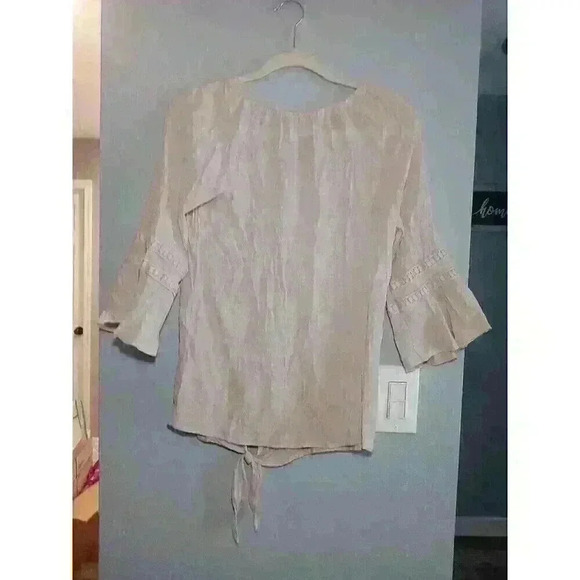 Women's Top by Fundamental Things Small 3/4 Sleeve Cream/Ivory Linen Type Fabric - Picture 7 of 7